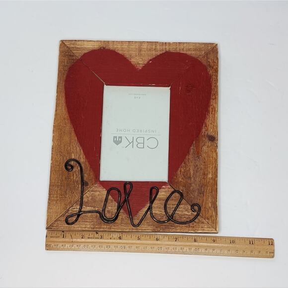 Valentine's Day Rustic Wooden Heart Picture‎ Frame Stand Wired Love Writing - Picture 9 of 11